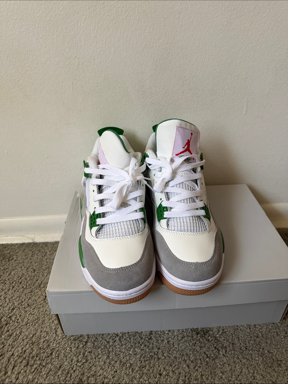 Jordan Kids White Green Gray Low-Top Sneakers